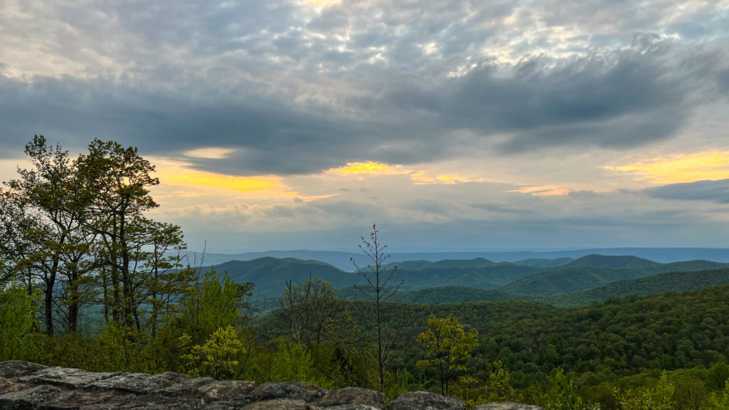 The Point Overlook in Shenandoah National Park on Skyline Drive at Sunset